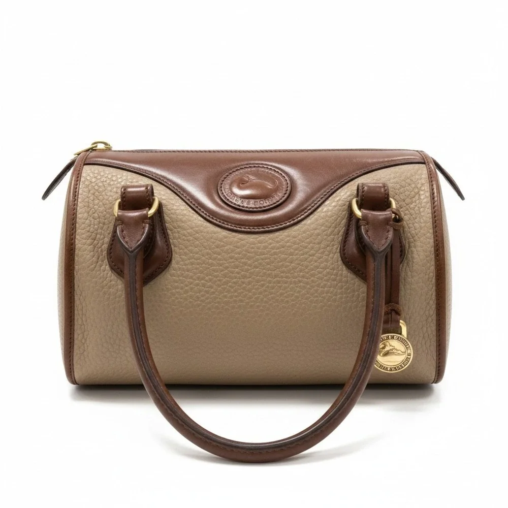 Vintage Dooney & Bourke AWL Leather Small Satchel Speedy Taupe Brown USA